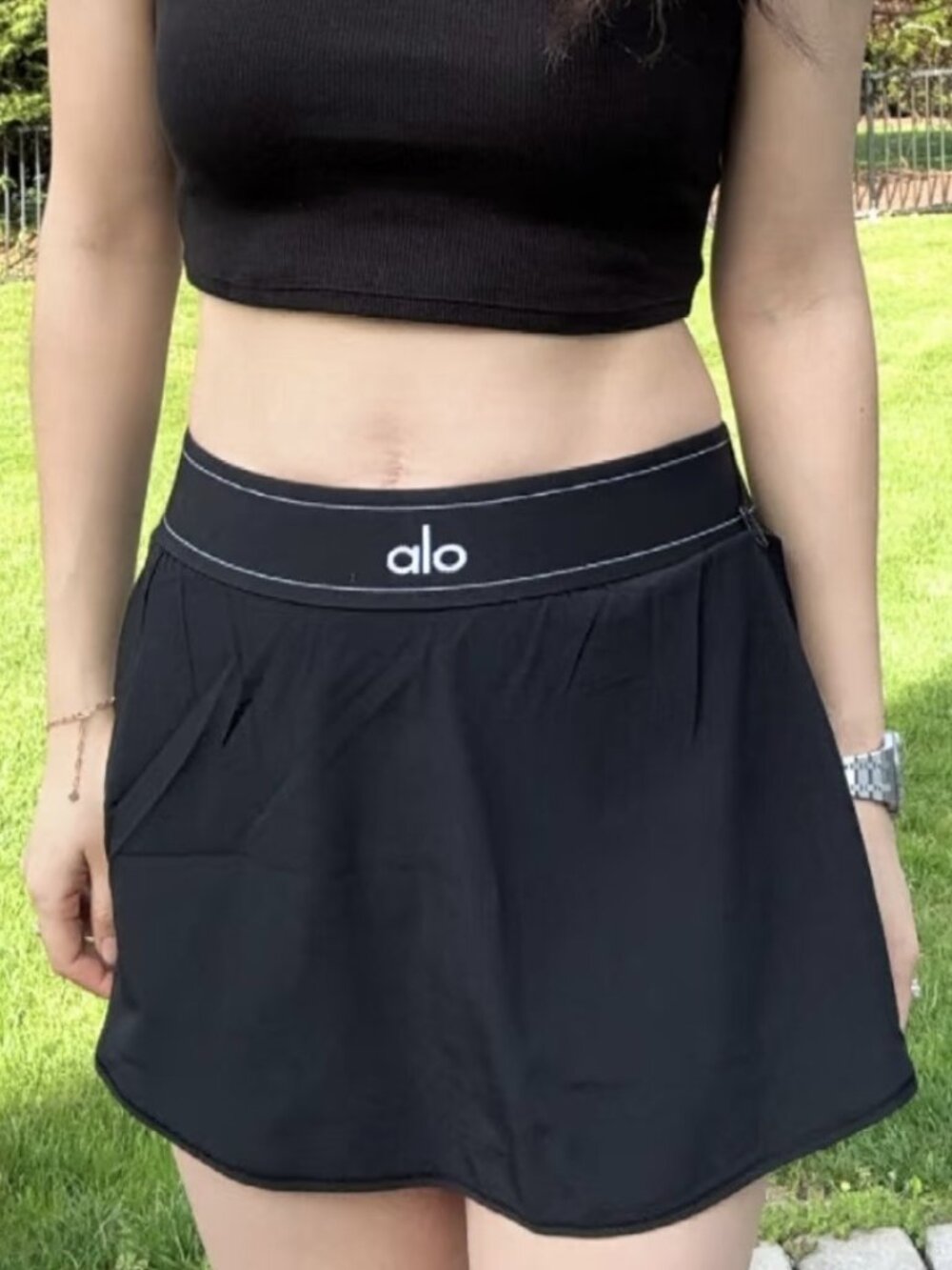 ALO Yoga Black Athletic Tennis Skirt Built-in Shorts NWT👗Comfortable Stylish💖